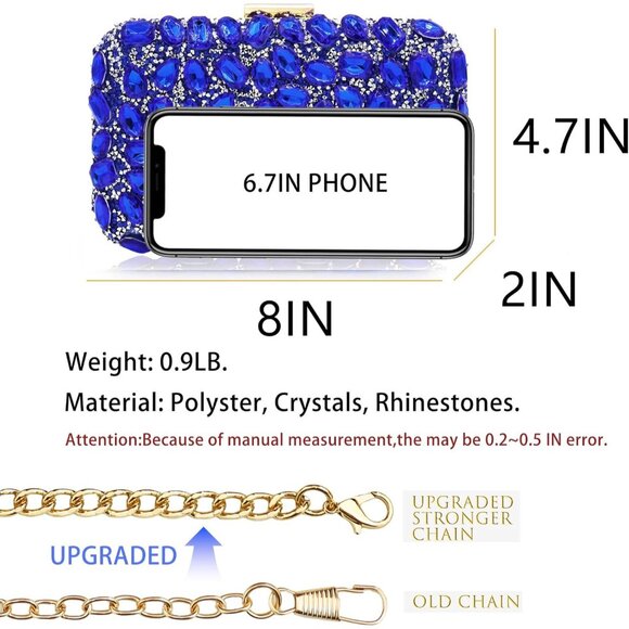 CLUTCH Purses For Women Royal Blue - Picture 3 of 7